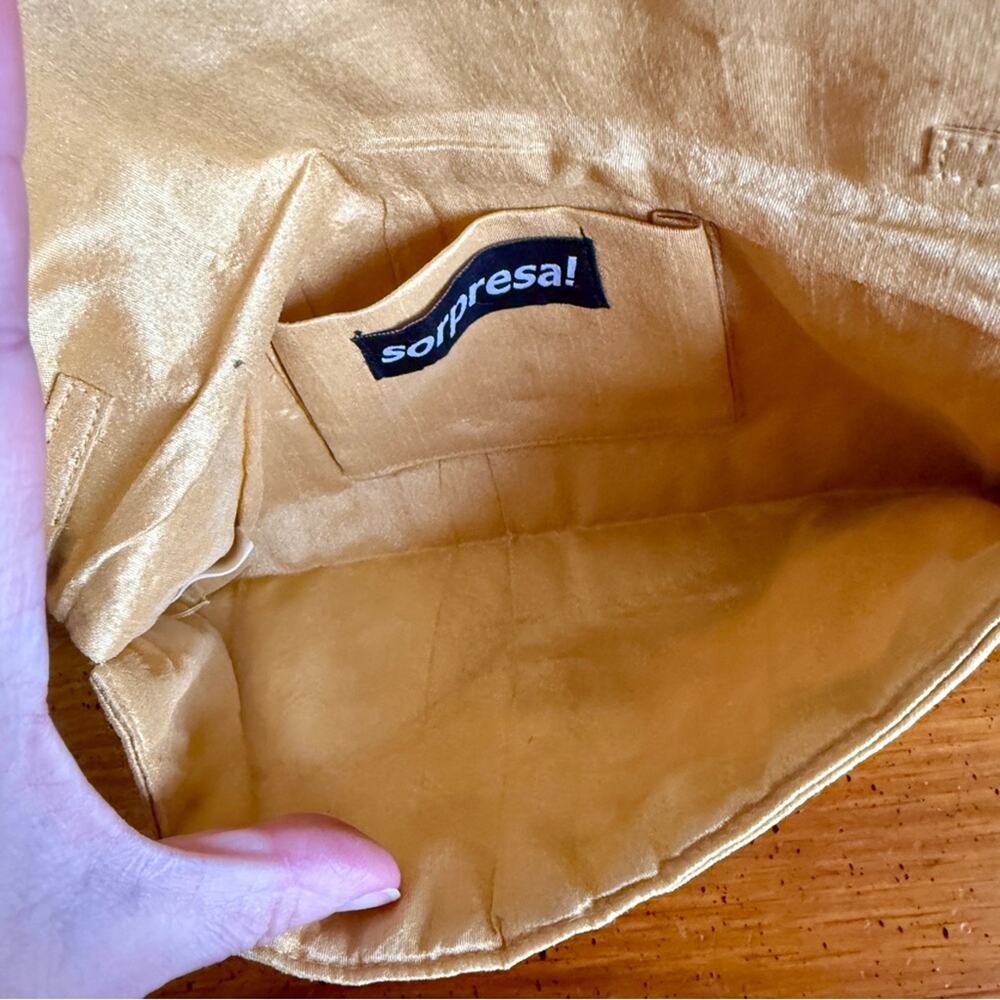 Vintage Sopressa Gold Beaded Clutch | Metallic Statement Evening Bag - Picture 5 of 7